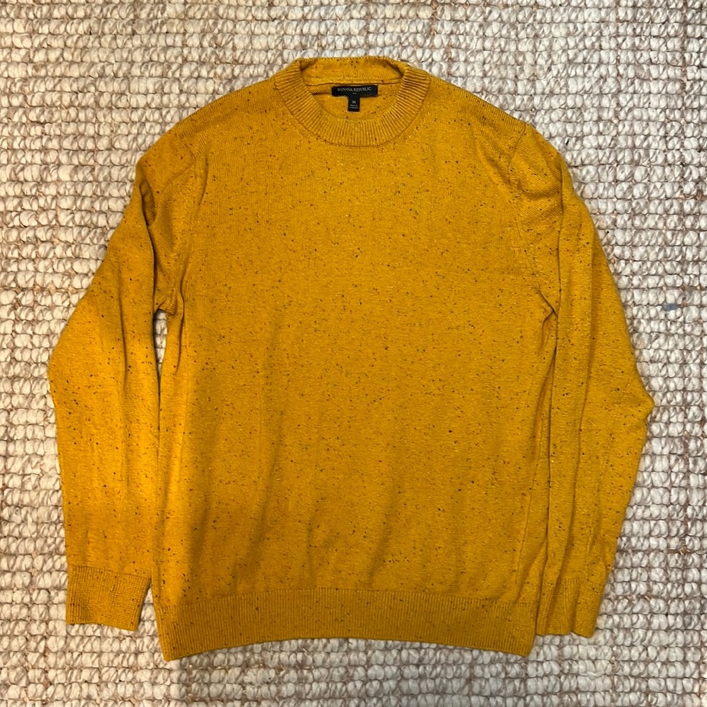 Flecked Cotton Wool blend banana republic mustard yellow sweater